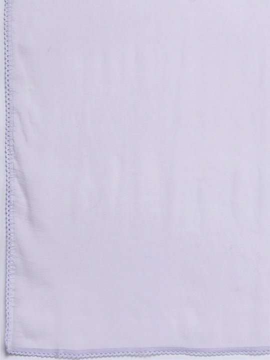 Women Lavender Embroidered Chikankari Kurta with Palazzos & With Dupatta - Inddus.com