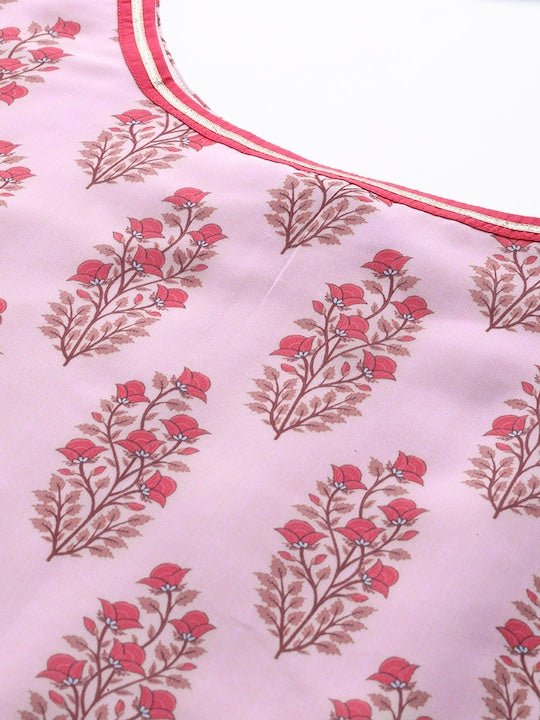 Women Lavender Floral Printed Kurta with Sharara & With Dupatta - Inddus.com