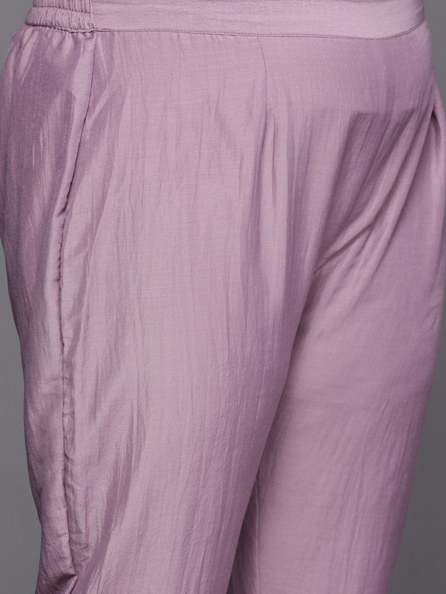 Women Lavender Gotta Patti Kurta with Trousers & With Dupatta - Inddus.com
