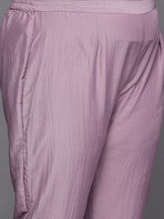 Women Lavender Gotta Patti Kurta with Trousers & With Dupatta - Inddus.com