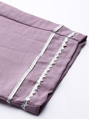Women Lavender Gotta Patti Kurta with Trousers & With Dupatta - Inddus.com