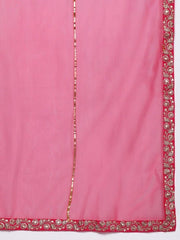 Women Lavender & Pink Ethnic Motifs Printed Georgette Anarkali Kurta With Dupatta - Inddus.com