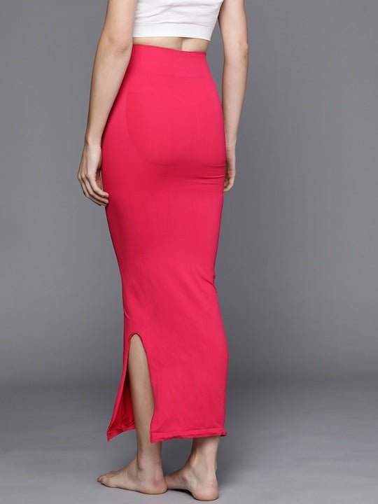 Women Magenta Pink Solid High Compressed Seamless Instant Slimming Saree Shapewear - Inddus.com