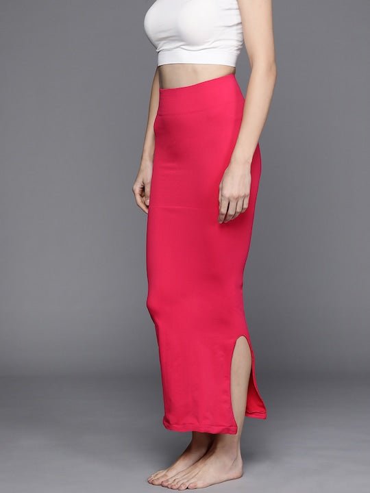 Women Magenta Pink Solid High Compressed Seamless Instant Slimming Saree Shapewear - Inddus.com