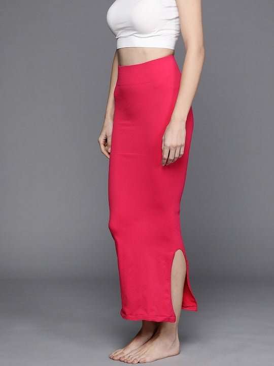 Women Magenta Pink Solid High Compressed Seamless Instant Slimming Saree Shapewear - Inddus.com
