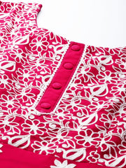 Women Magenta & White Floral Embroidered Thread Work Georgette Anarkali Kurta - Inddus.com