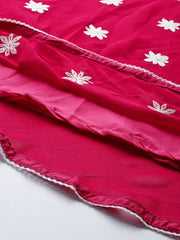 Women Magenta & White Floral Embroidered Thread Work Georgette Anarkali Kurta - Inddus.com