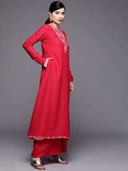 Women Magenta Yoke Design Kurta with Palazzos - Inddus.com