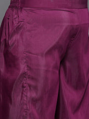 Women Maroon Ethnic Motifs Embroidered Kurta with Palazzos & Dupatta - Inddus.com