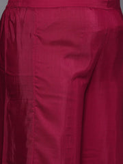 Women Maroon Ethnic Motifs Yoke Design Chanderi Cotton Kurta with Palazzos & With Dupatta - Inddus.com