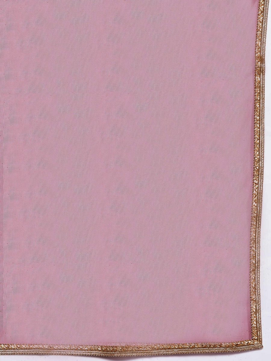 Women Maroon Ethnic Motifs Yoke Design Chanderi Cotton Kurta with Palazzos & With Dupatta - Inddus.com