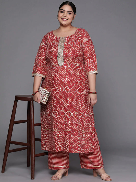 Women Maroon Printed Mirror Work Kurta with Palazzos - Inddus.com