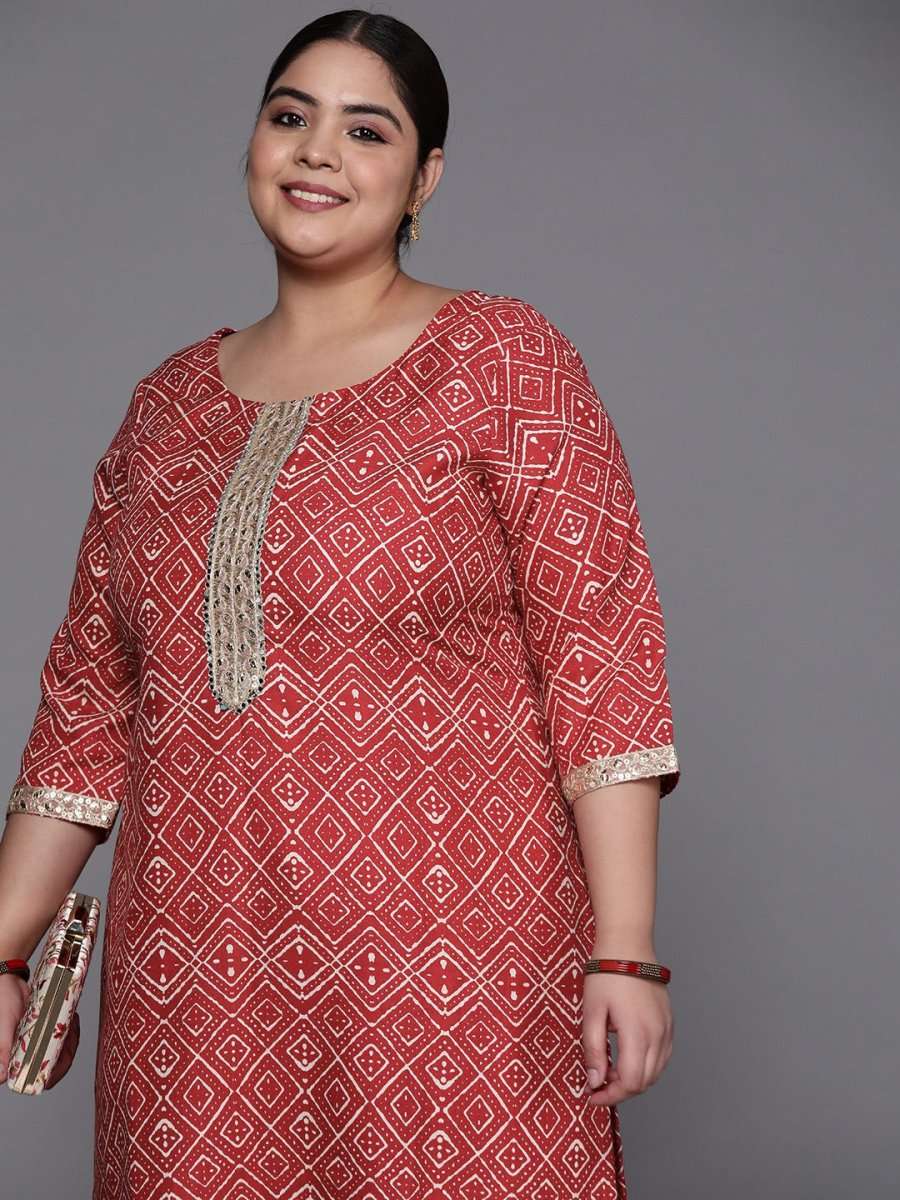Women Maroon Printed Mirror Work Kurta with Palazzos - Inddus.com