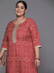 Women Maroon Printed Mirror Work Kurta with Palazzos - Inddus.com