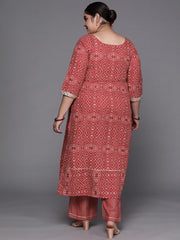 Women Maroon Printed Mirror Work Kurta with Palazzos - Inddus.com