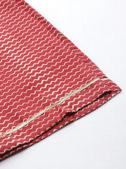 Women Maroon Printed Mirror Work Kurta with Palazzos - Inddus.com