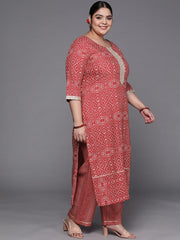 Women Maroon Printed Mirror Work Kurta with Palazzos - Inddus.com