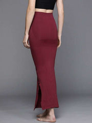 Women Maroon Solid High Compressed Seamless Instant Slimming Saree Shapewear - Inddus.com