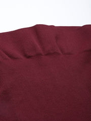 Women Maroon Solid High Compressed Seamless Instant Slimming Saree Shapewear - Inddus.com