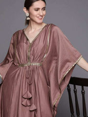 Women Mauve Flared Sleeves Gotta Patti Kaftan Kurta - Inddus.com
