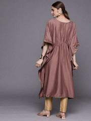Women Mauve Flared Sleeves Gotta Patti Kaftan Kurta - Inddus.com