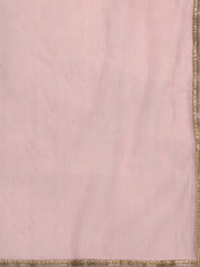 Women Mauve Yoke Design Chanderi Cotton Kurta with Palazzos & Dupatta - Inddus.com