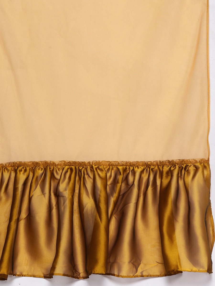 Women Mustard Yellow Beads and Stones Kurta with Palazzos & With Dupatta - Inddus.com