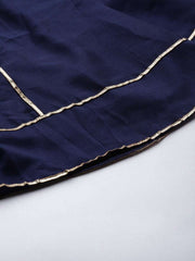 Women Navy Blue Embroidered Sequinned Kurta with Sharara & With Dupatta - Inddus.com