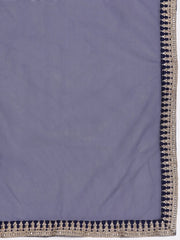 Women Navy Blue Embroidered Sequinned Kurta with Sharara & With Dupatta - Inddus.com