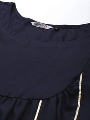 Women Navy Blue Gotta Patti Kurta with Trousers & With Dupatta - Inddus.com