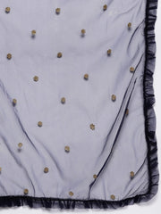 Women Navy Blue Gotta Patti Kurta with Trousers & With Dupatta - Inddus.com