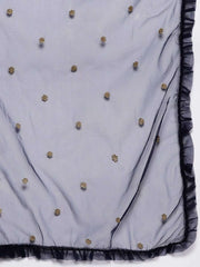 Women Navy Blue Gotta Patti Kurta with Trousers & With Dupatta - Inddus.com
