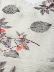 Women Off White & Grey Floral Printed Plus Size Anarkali Kurta With Dupatta - Inddus.com