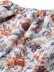 Women Off-White & Red Floral Printed Bardot Top - Inddus.com