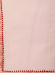 Women Peach-Coloured & Golden Woven Kurta Set - Inddus.com