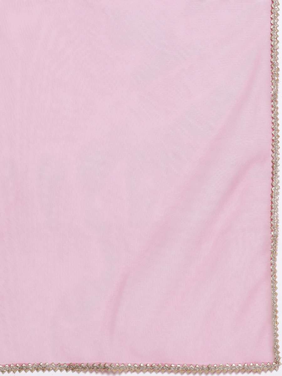 Women Pink Embroidered Kurta with Palazzos & With Dupatta - Inddus.com