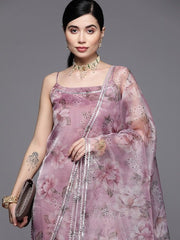 Women Pink Floral Printed Kurta with Trousers & With Dupatta - Inddus.com