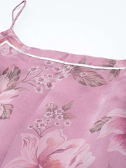 Women Pink Floral Printed Kurta with Trousers & With Dupatta - Inddus.com