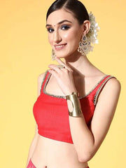 Women Pink Floral Printed Sharara Drape Ruffle Saree with Blouse Piece - Inddus.com