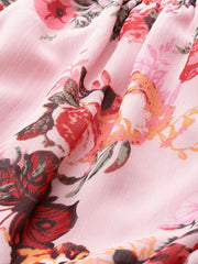 Women Pink & Red Floral Printed Bardot Top