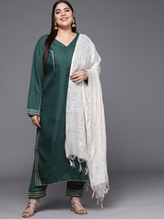 Women Plus Size Gotta Patti Kurta with Trousers & Dupatta - Inddus.com