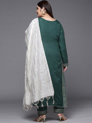 Women Plus Size Gotta Patti Kurta with Trousers & Dupatta - Inddus.com