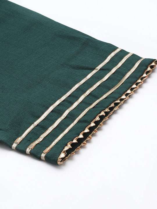 Women Plus Size Gotta Patti Kurta with Trousers & Dupatta - Inddus.com