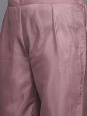 Women Plus Size Mauve Floral Sequinned Kurta with Palazzos & Dupatta - Inddus.com