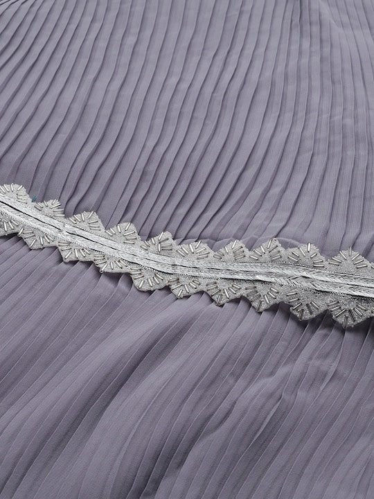 Women Plus Size Solid Pleated Belted Maxi Dress - Inddus.com