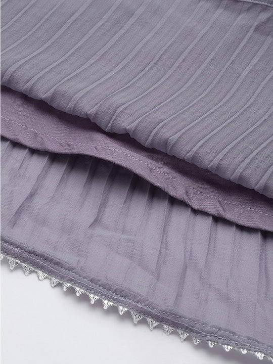 Women Plus Size Solid Pleated Belted Maxi Dress - Inddus.com