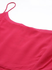 Women Plus Size Solid Shoulder Straps Maxi Dress with Tie & Dye Jacket & Belt - Inddus.com