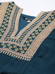 Women Plus Size Yoke Design Embroidered Ethnic Maxi Gown - Inddus.com