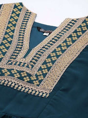 Women Plus Size Yoke Design Embroidered Ethnic Maxi Gown - Inddus.com