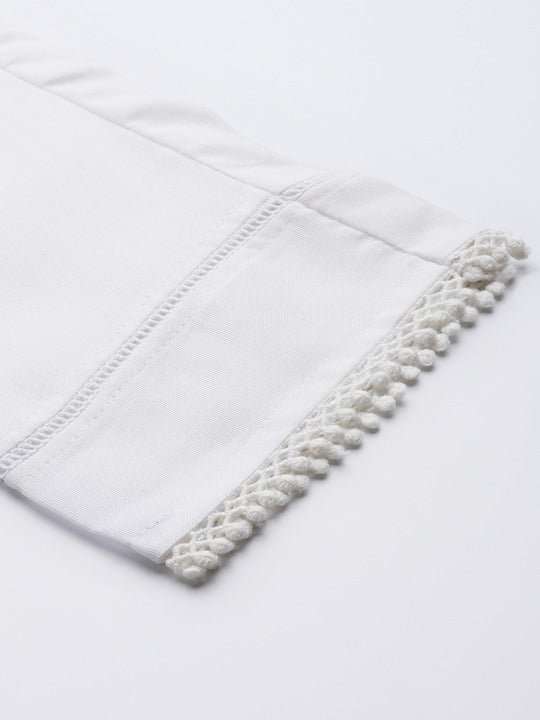 Women Powder Blue Embroidered Thread Work Kurta and Trouser - Inddus.com